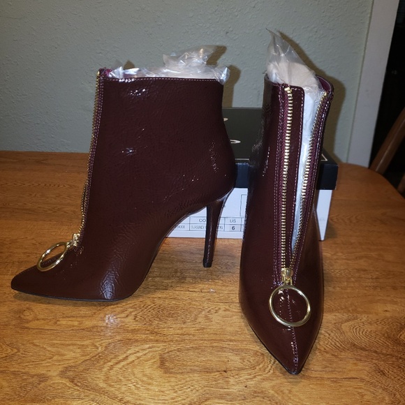 Burgundy booties PU LEATHER - Picture 7 of 8